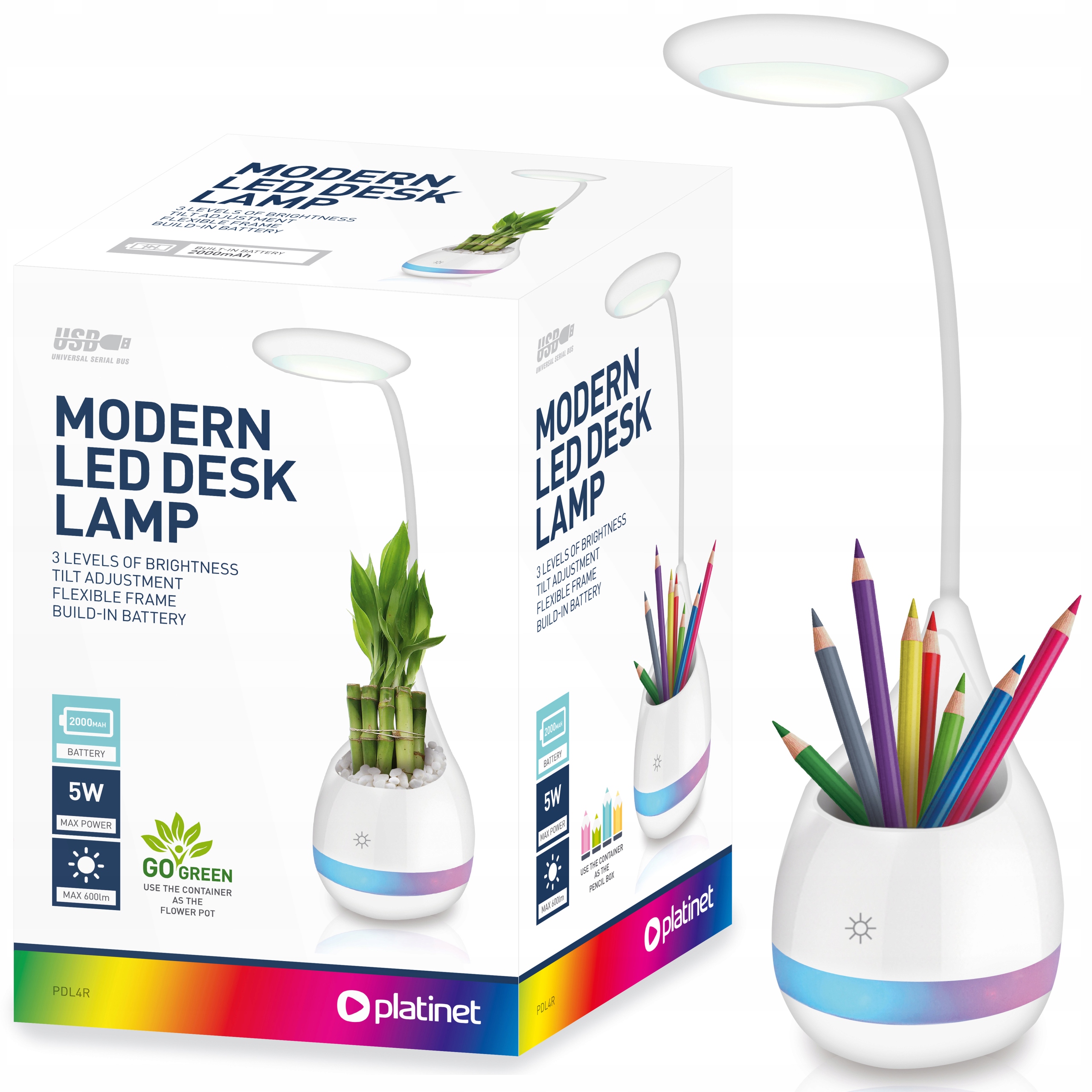 

Lampka biurkowa Led 5W z pojemnikiem na akcesoria