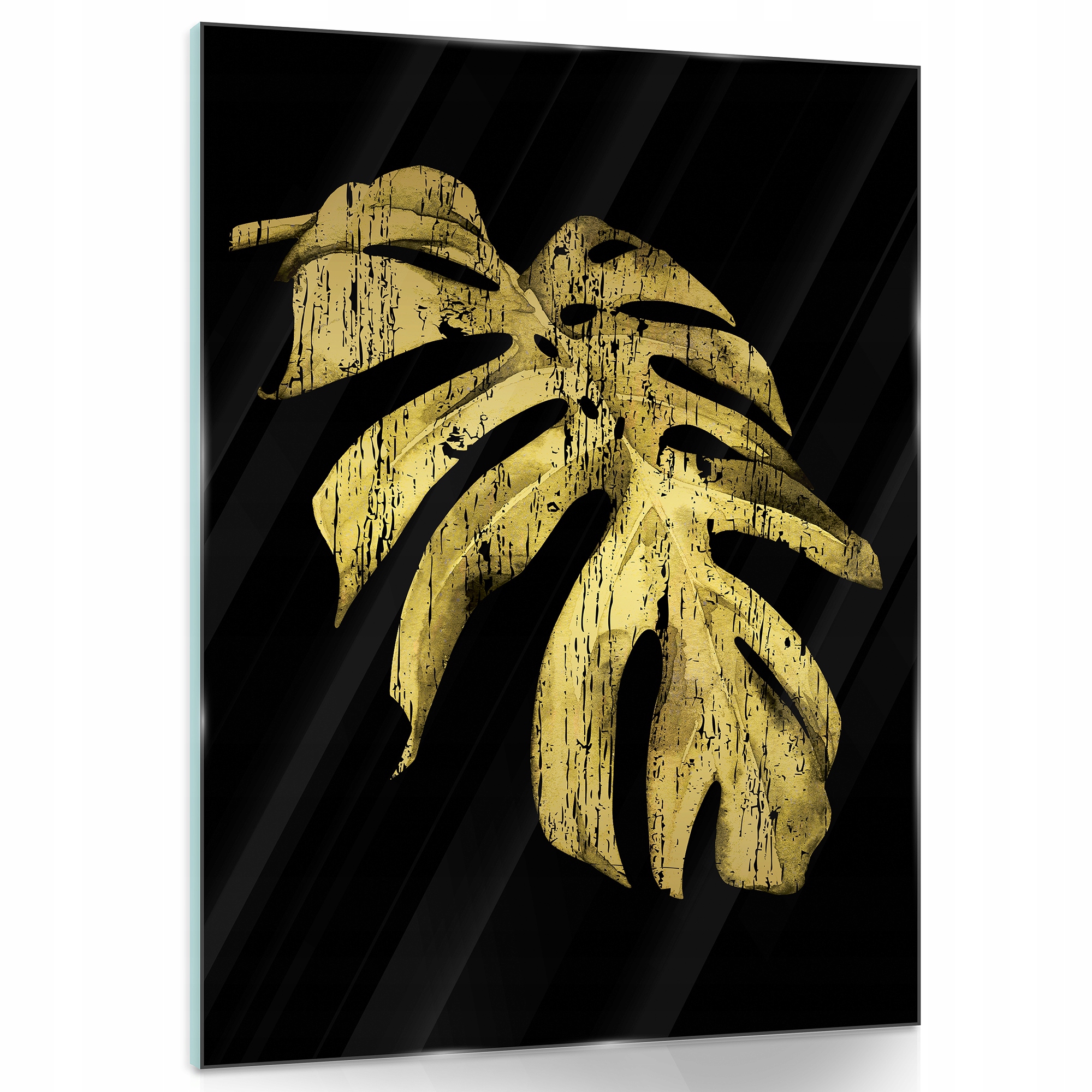 Skleněný obraz zlatý list monstera 80x60