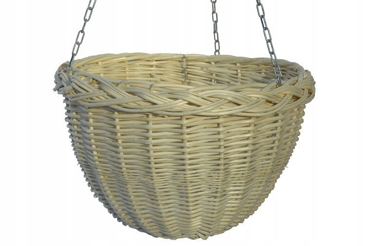 

Kosz na kwiaty wiklinowy wiszący na taras Ecru