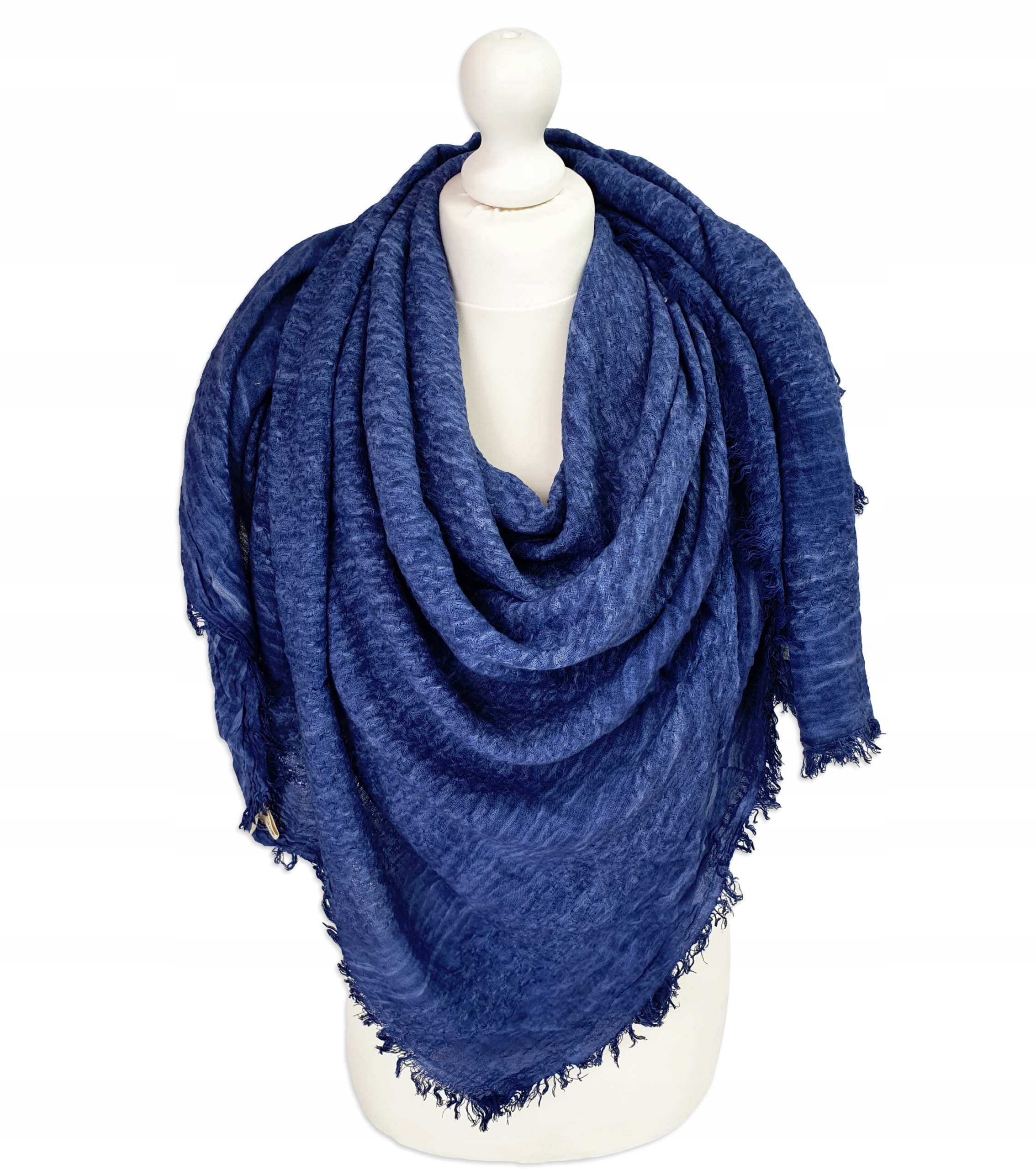 DUŻY LNIANY SZAL SZALIK CHUSTA MIĘSISTY CIEPLUTKI