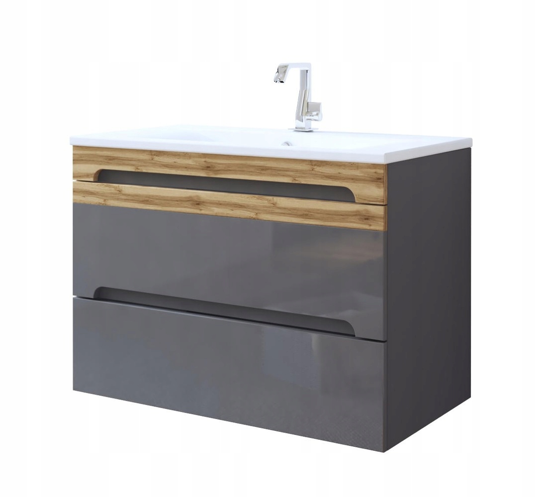 ZESTAW MEBLI ŁAZIENKOWYCH 80 CM GALAXY GREY Wykończenie połysk