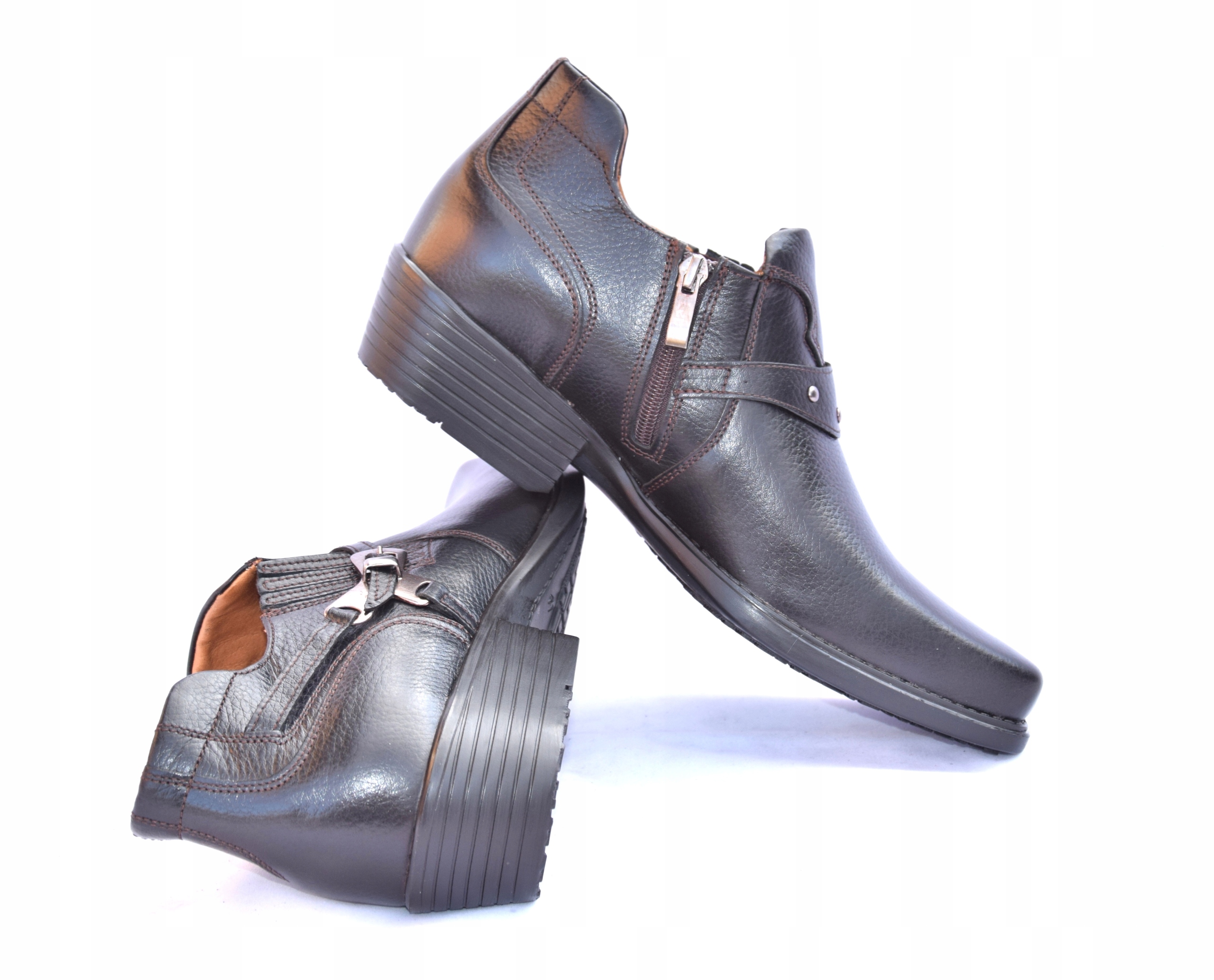 KOWBOJKI MĘSKIE PÓŁBUTY SKÓRZANE POLSKIE BUTY 681 Materiał zewnętrzny skóra naturalna