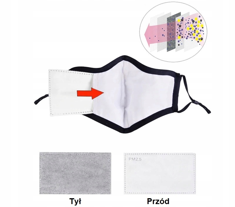 ZESTAW 10x FILTR PM2.5 DO MASKI PRZECIWPYŁOWEJ Gęstość filtra PM 2.5