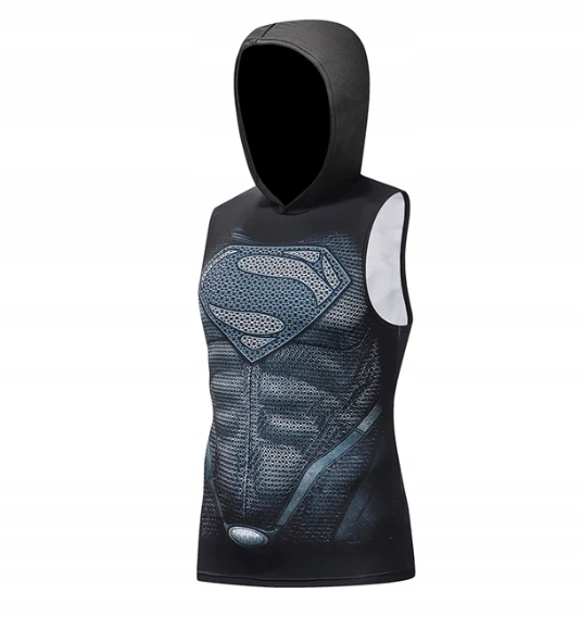 Koszulka Termoaktywna z kapturem SUPERMAN CZARNY Dekolt okrągły