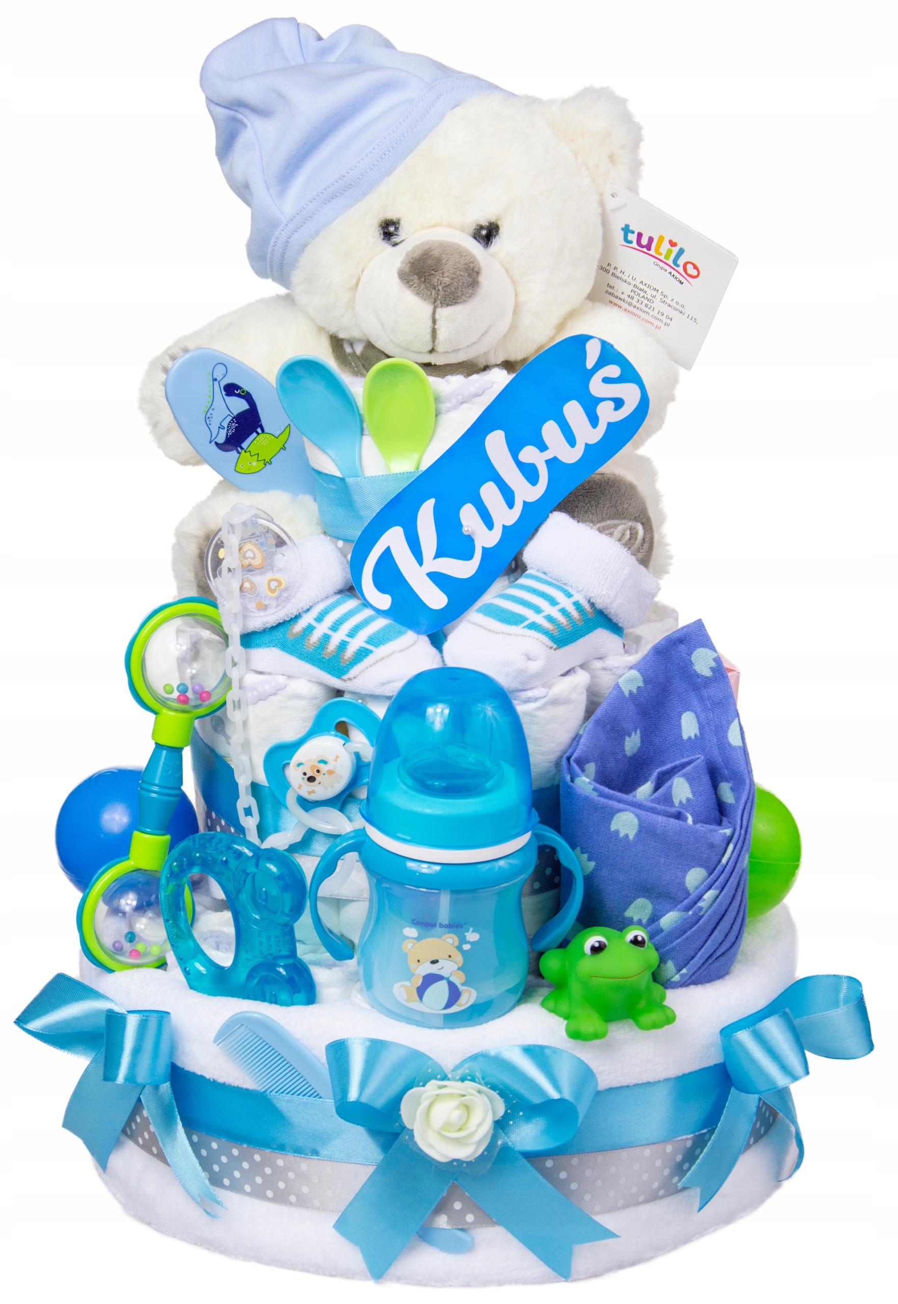 Velký dort z plenek 55 ks Medvídek bílý