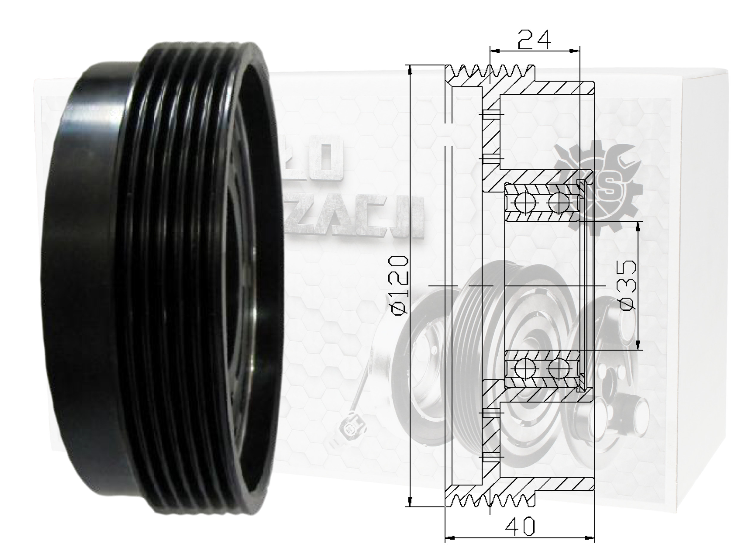 SPRZĘGŁO SPRĘŻARKI KLIMATYZACJI SANDEN SD7V16 VW Numer katalogowy części KK802019