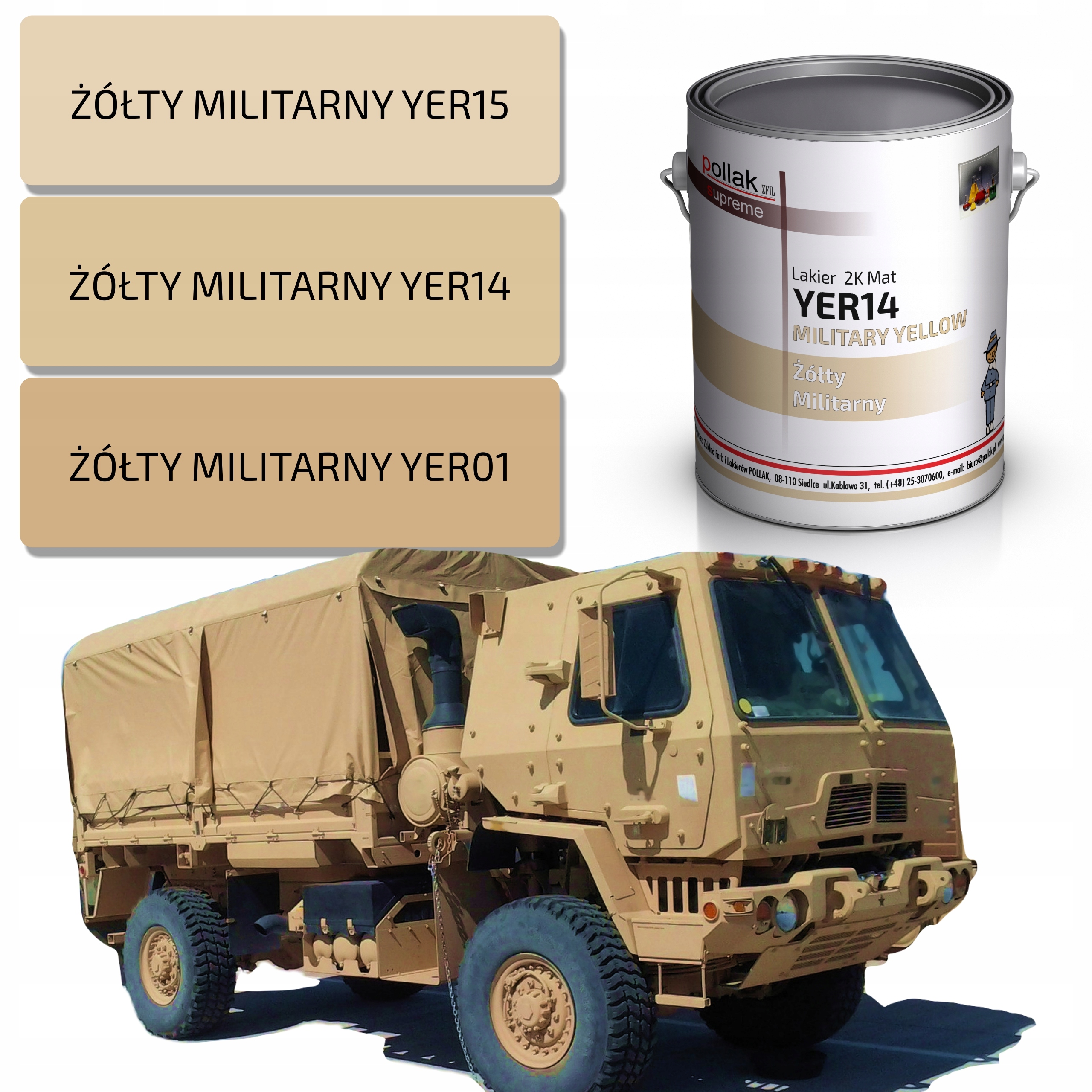 Lakier 2K MATOWY ZOLTY MILITARNY piaskowy Zest 4L