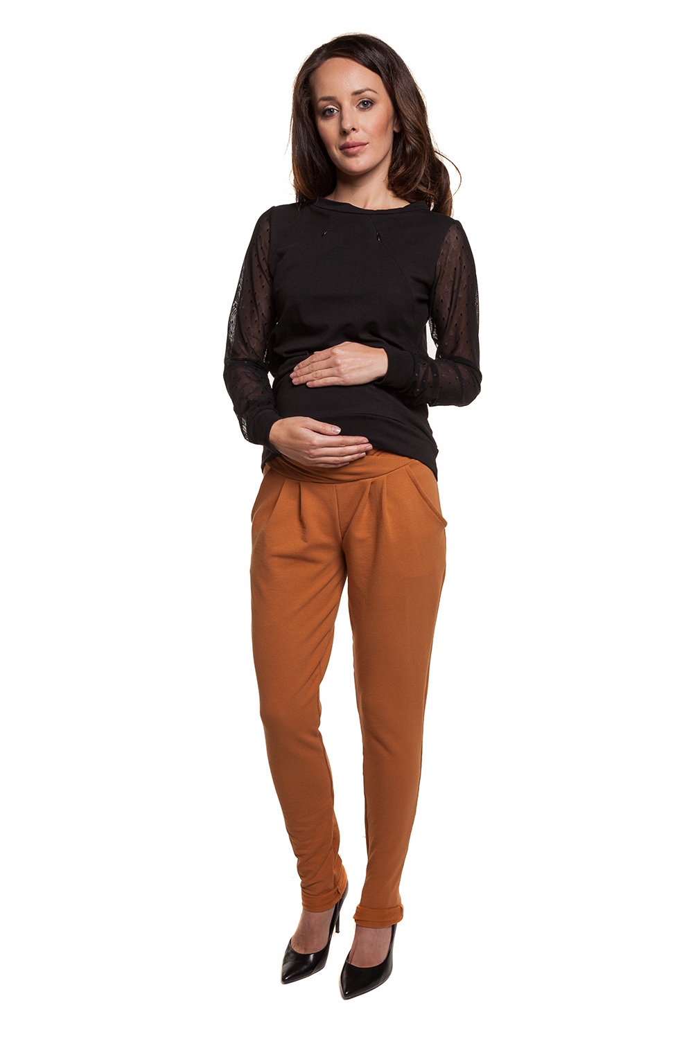 Spodnie ciążowe/damskie z dzianiny roz. M cynamon Marka Anda