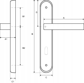 Klamka DOMINO ROMANA Roma, nikiel satyna 72 klucz Marka Domino