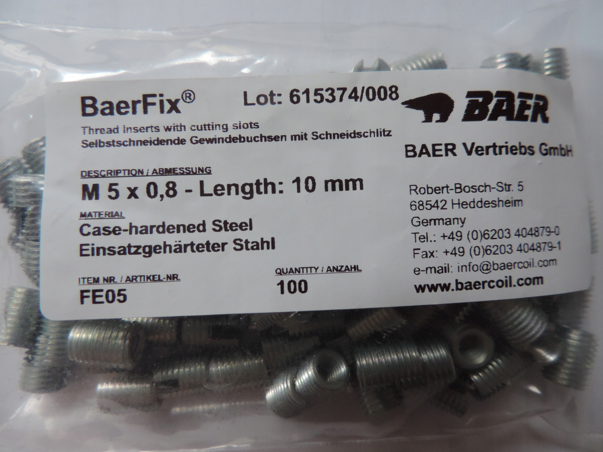 Tulejki do naprawy gwint M5 x 0,8 tulejka 10szt. Marka inna