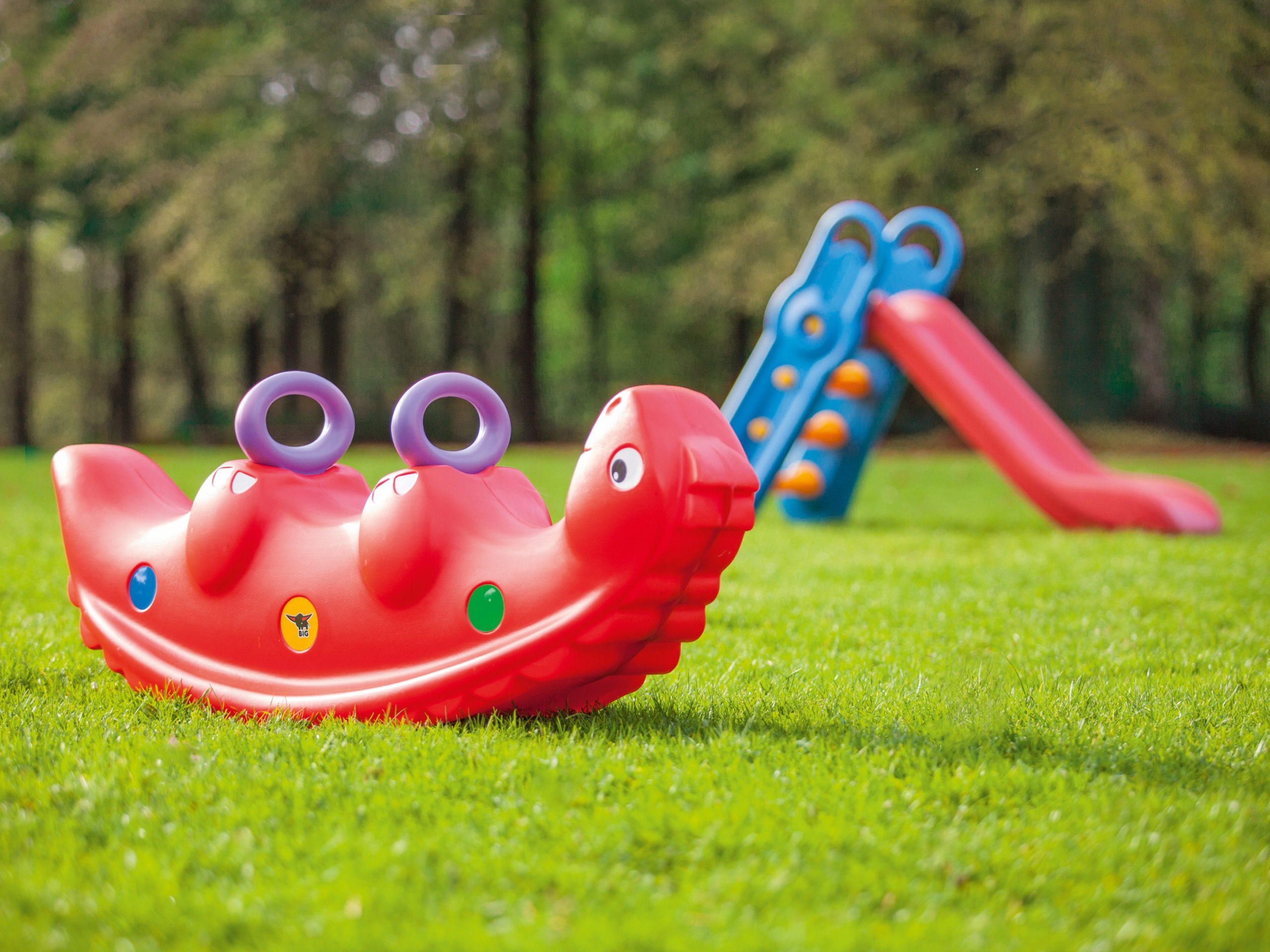 BIG DUŻY BUJAK CZERWONY DINOZAUR HUŚTAWKA Materiał plastik