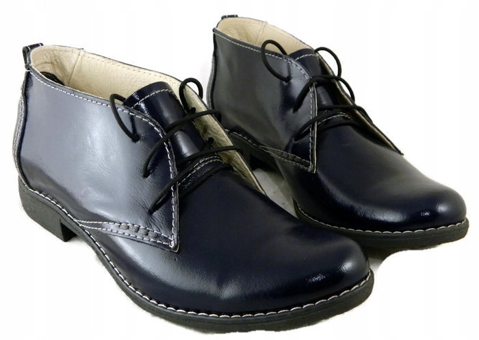 STYLOWE SZNUROWANE TRZEWIKI PÓŁBUTY SKÓRA UNI-60 Materiał zewnętrzny skóra naturalna