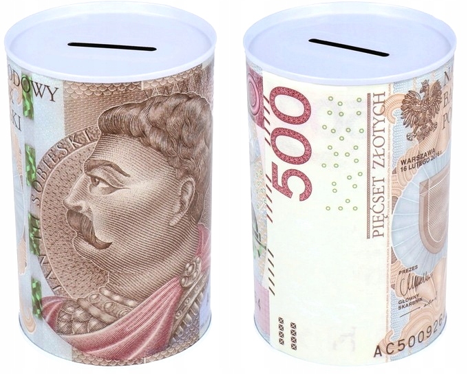 

Skarbonka metalowa puszka banknot pieniądze 1s