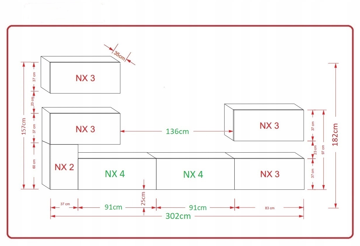 Meblościanka Salon Meble lampa led MANHATTAN 1B Marka Prime-Home