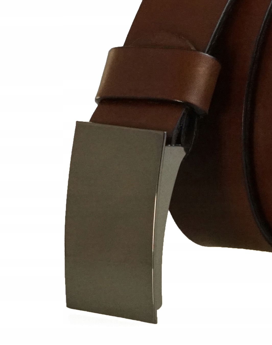 SKÓRZANY PASEK DO SPODNI 4 CM BLACHA BRĄZOWY 105 Marka Gallanteria