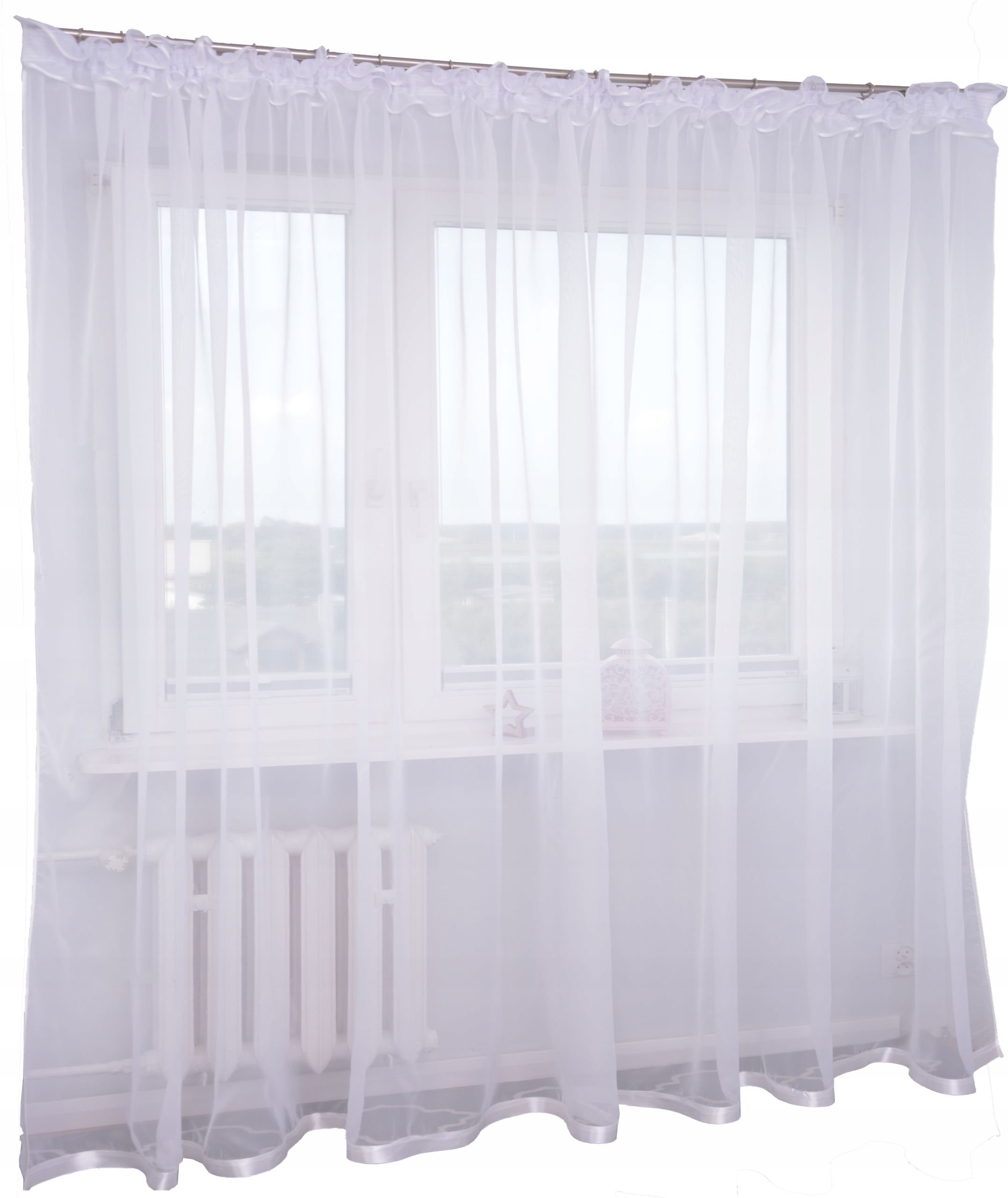 

Firana Z Lamówka 250x400 Biała Woal Prosta Firany