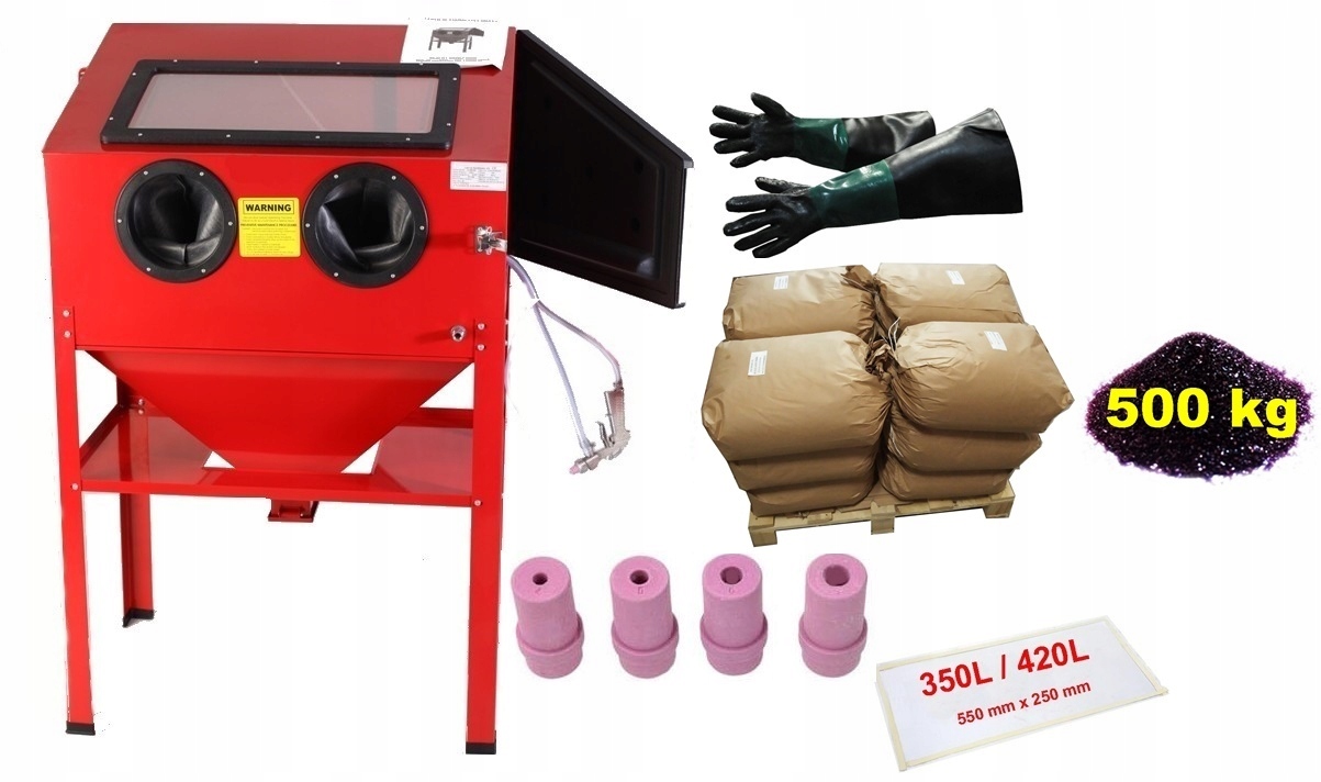 ZESTAW PIASKARKA KABINOWA 220L SCIERNIWO 500 kg