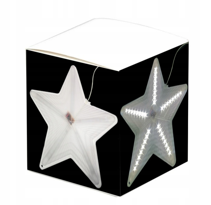 lampki CHOINKOWE GWIAZDA LED 3D biała WISZĄC