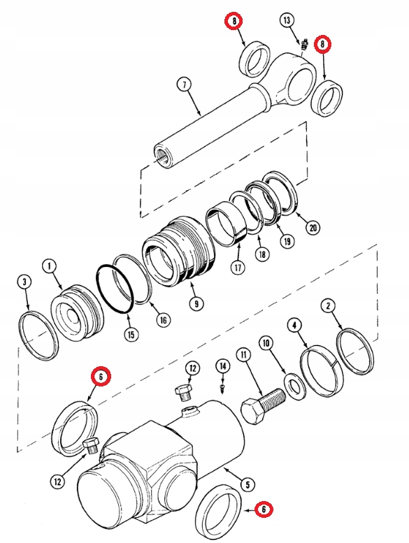 SWORZEN OBROTU TULEJE KONIK CASE 580 SLE ZESTAW Part number Sworzen Tuleja 580SLE