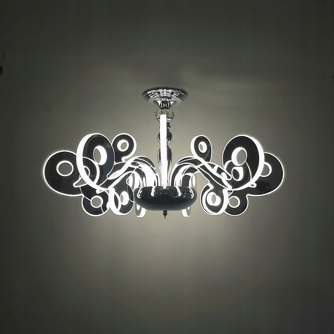 DUŻA LAMPA WISZĄCA PLAFON CHROM ŻYRANDOL LED MOCNA NISKA CENA Liczba punktów światła 9