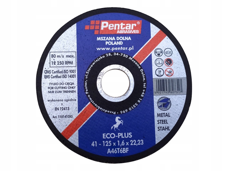 

Tarcza Do Cięcia Metalu Stali 125 x 1.6mm Pentar