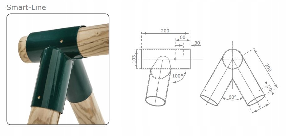 Łącznik do belki okrągłej 100/80 do huśtawki, KBT Marka KBT