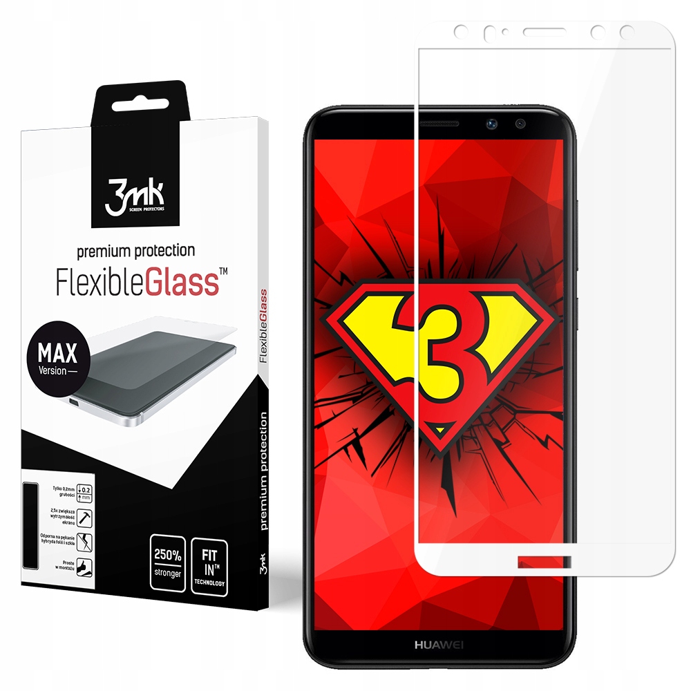 

Mate 10 Lite - szkło cały ekran 3mk Fg Max white