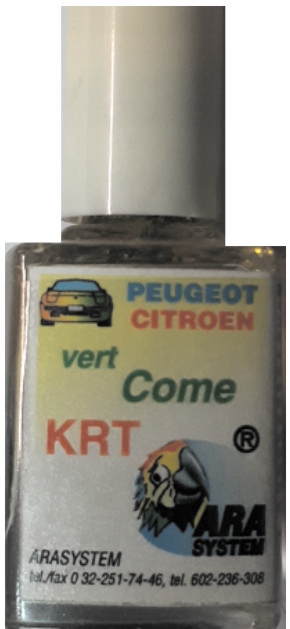 CITROEN PEUGEOT KRT VERT COME LAKIER SAMOCHODOWY ZAPRAWKA DO RYS 10 ML ARA