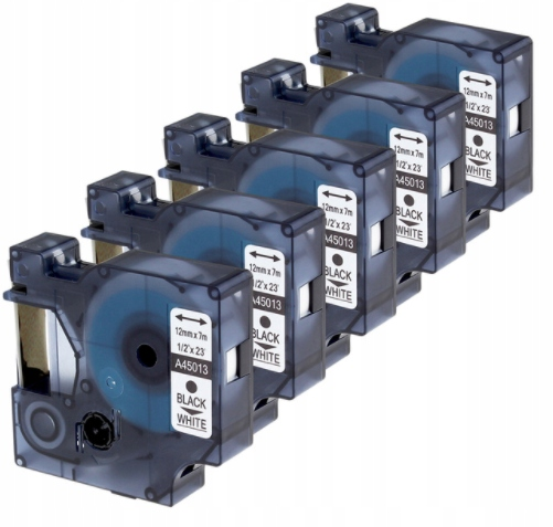 

5 szt taśm do Dymo D1 12mm 45013 Biała 7m S0720530