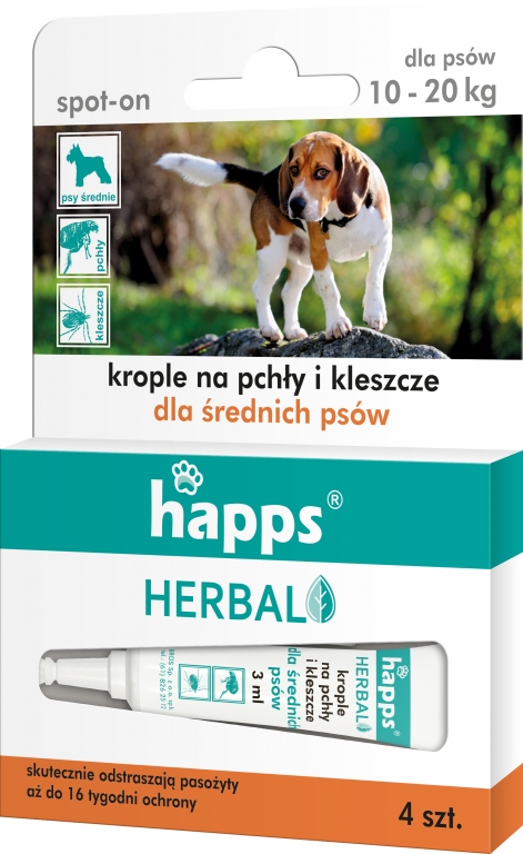 

Krople Na Pchły Kleszcze Pies Średni 20 Kg Happs