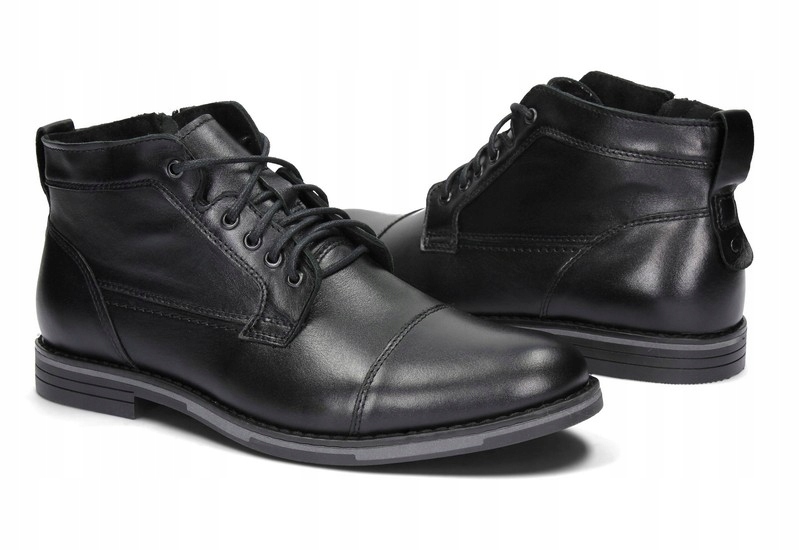 TRZEWIKI KOZAKI SZTYBLETY ZIMA SKÓRA 84 CZARNY 42 Płeć mężczyzna