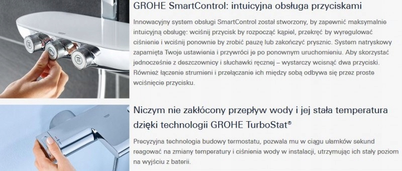 Grohe Rainshower System SmartControl Duo 26250000 Typ natynkowy