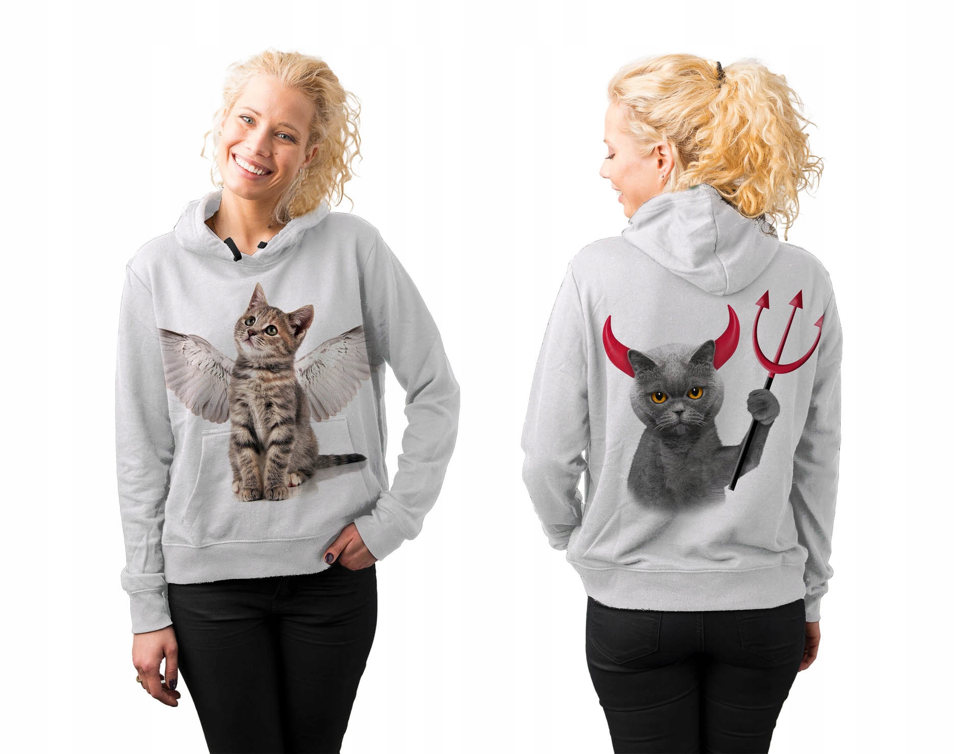 

Bluza Z Kapturem L Angel Cat Nadruk 3D Polska