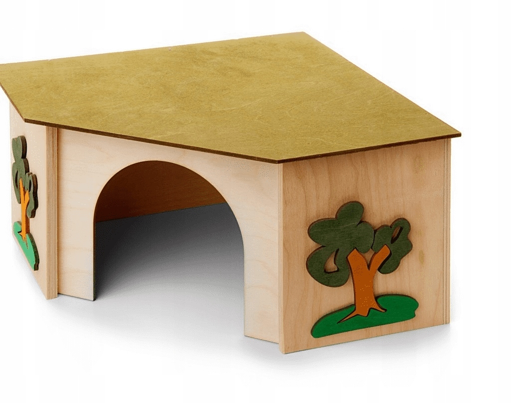 DOMEK NAROŻNY DREWNIANY DLA GRYZONIA ŚWINKI PINOKIO P-07