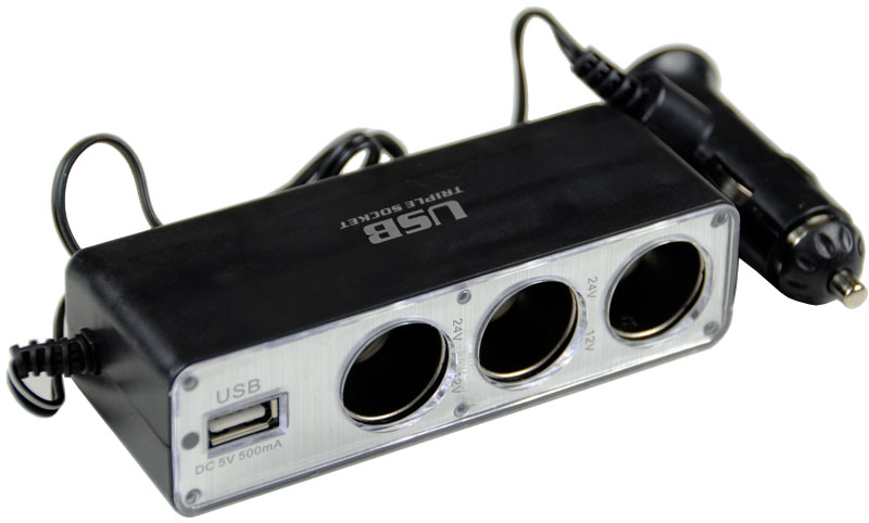 

Rozdzielacz rozgałęźnik zapalniczki 3x Usb 403V