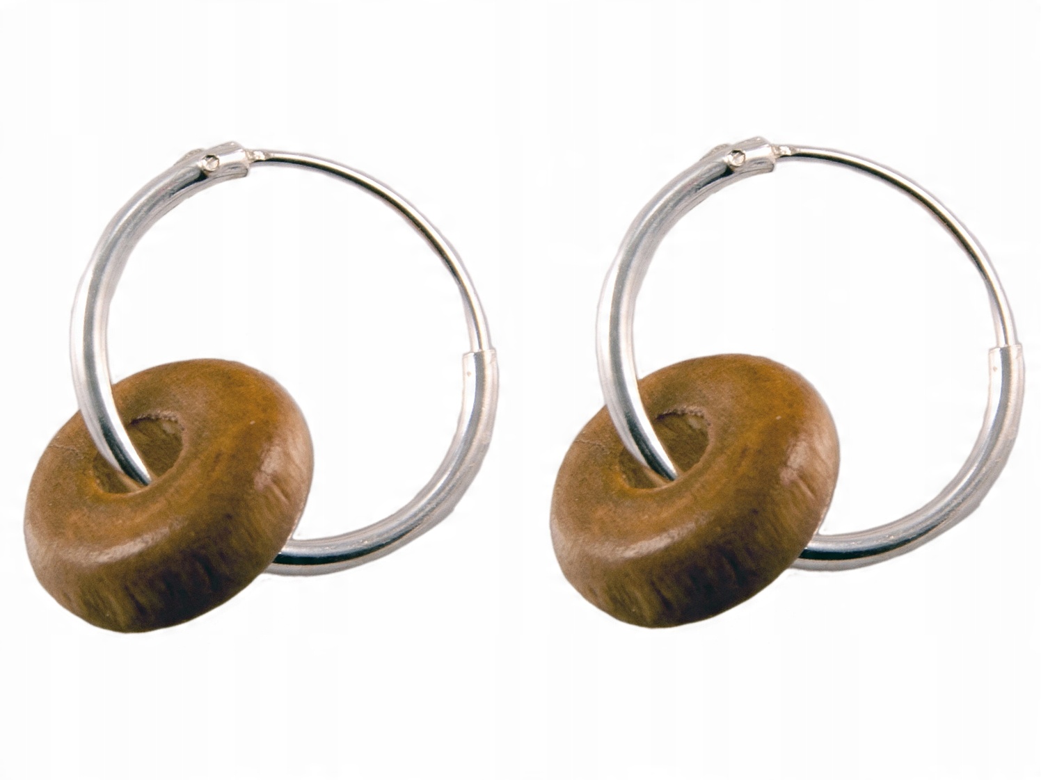 

Versil kolczyki koła kółka 14 mm drewno srebro 925