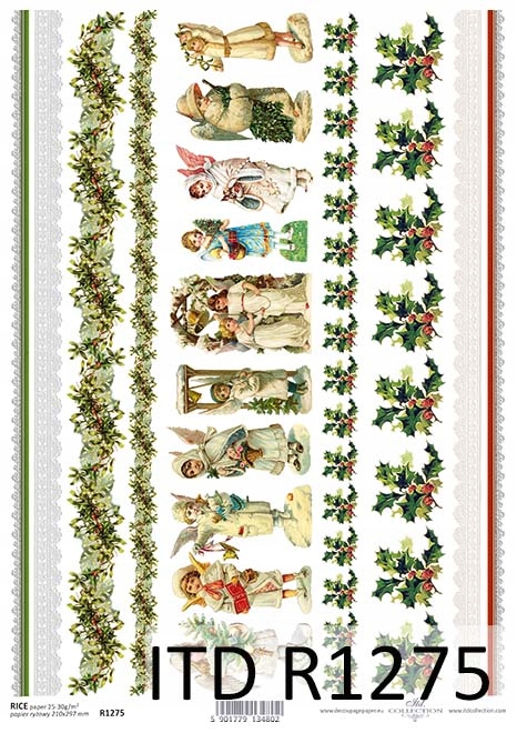 Papier Ryżowy R1275 z włoskami A4 decoupage