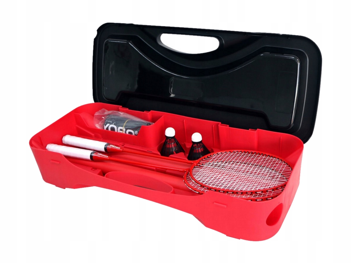 ZESTAW DO GRY W BADMINTONA KAYOBA SIATKA RAKIETKI LOTKI STOJAK Model KEY01