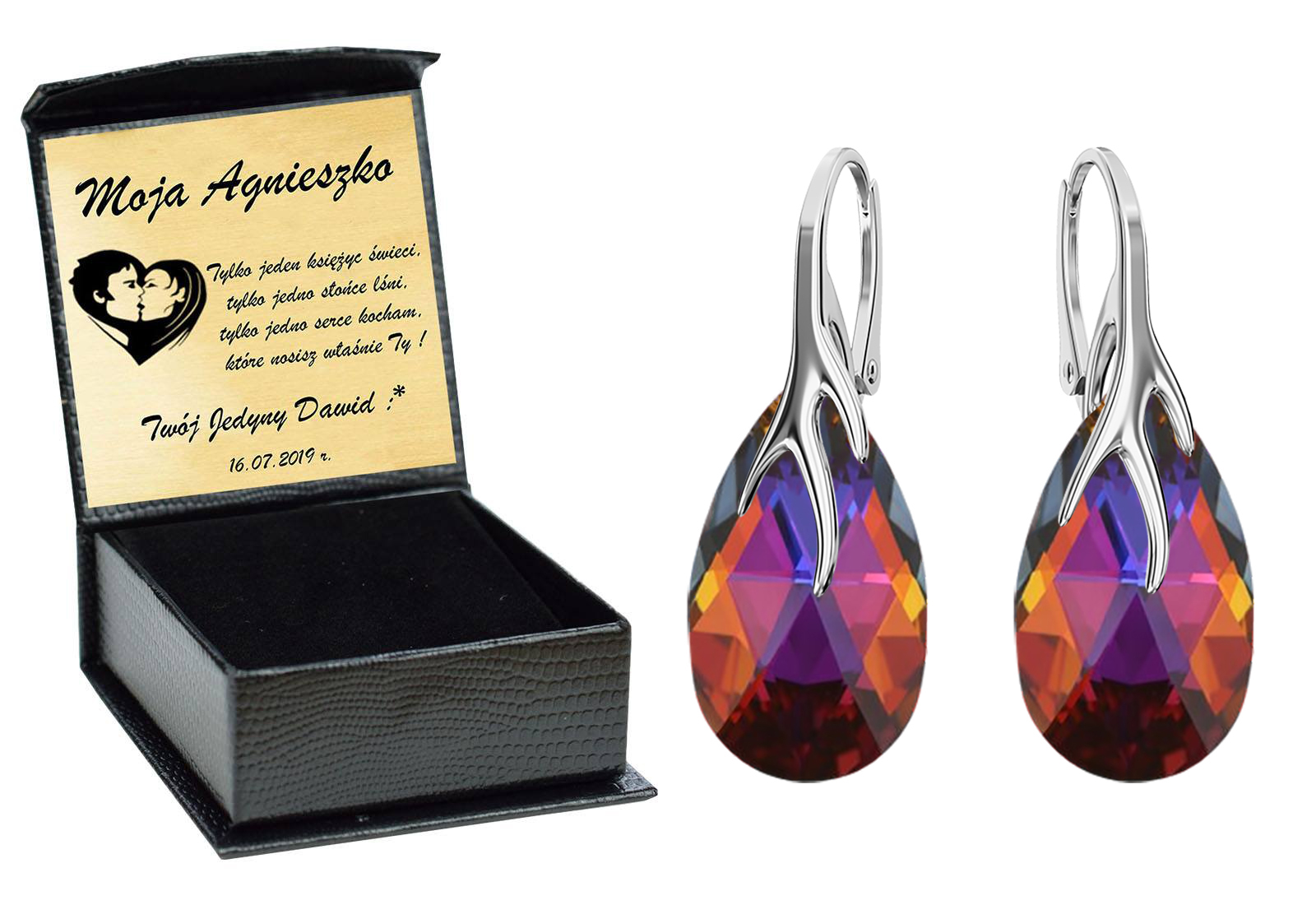

Drapieżne Kolczyki Swarovski Srebro 925 Grawer