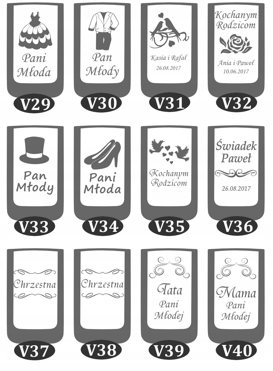 Kieliszek do wódki grawerowany winietki GRAWER Cechy dodatkowe brak