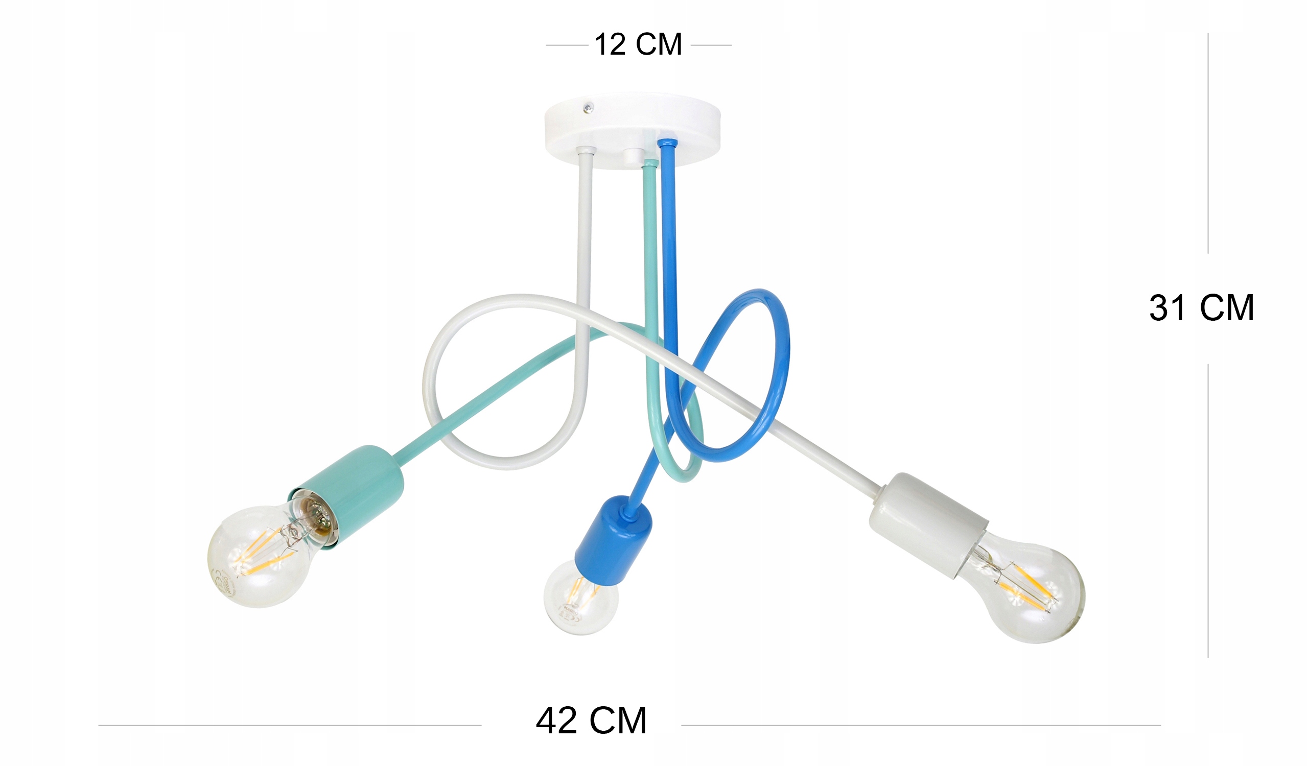 LAMPA SUFITOWA MULTIKOLOR ŻYRANDOL PASTELE EDISON Zasilanie sieciowe