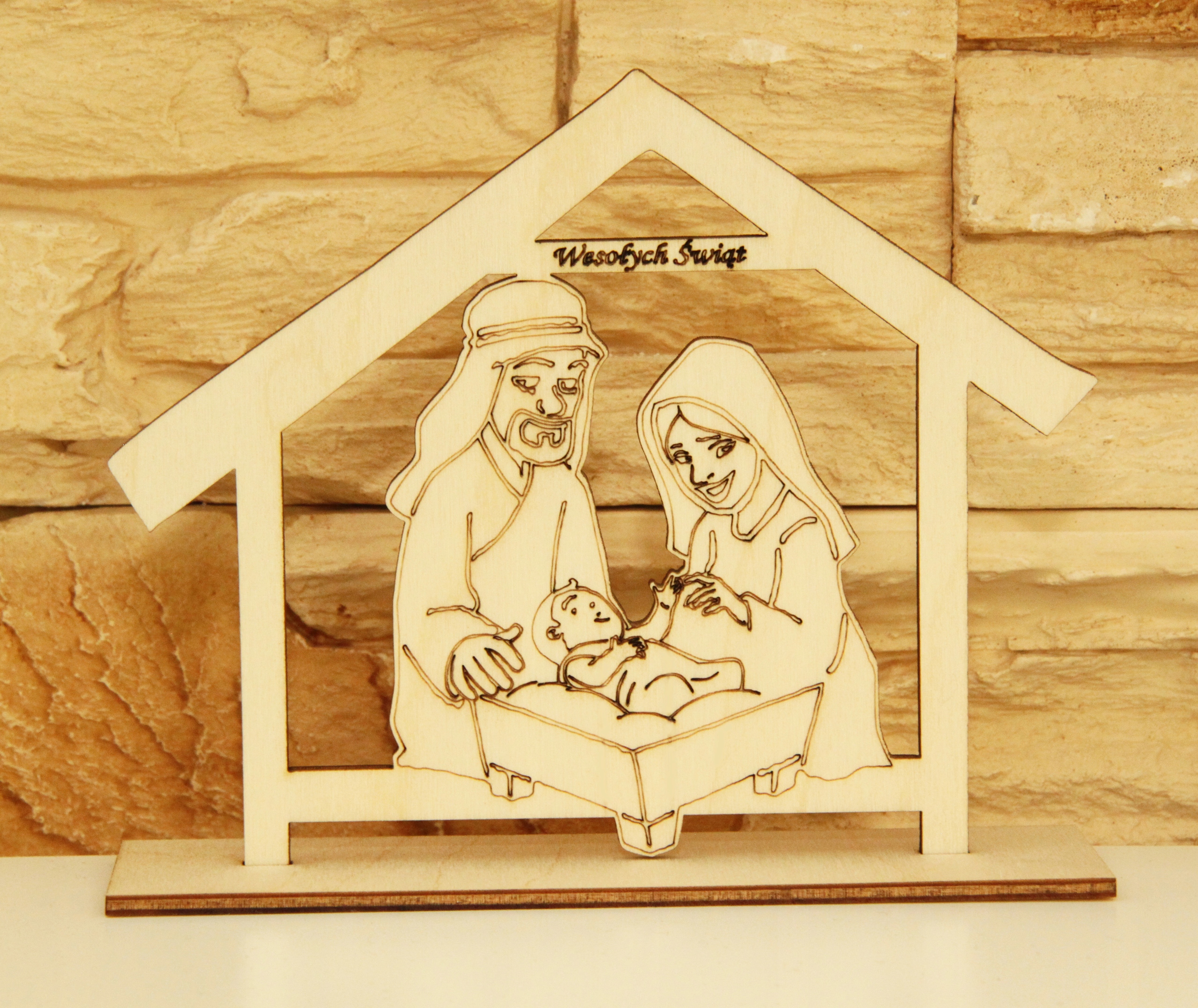 Drewniana szopka święta Rodzina dekoracja 12x15 cm Marka inna