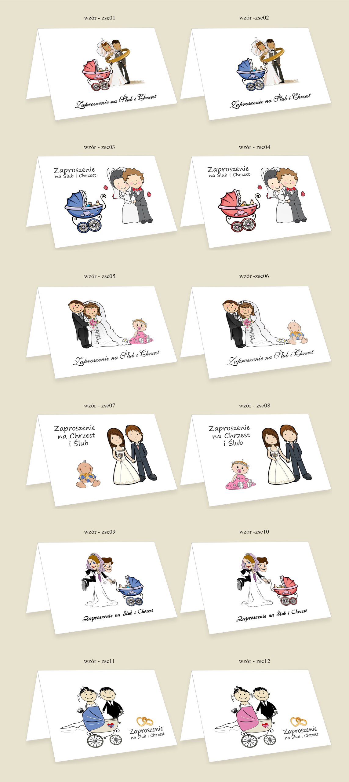 ZAPROSZENIA NA CHRZEST I ŚLUB 2w1 ZAWIESZKI GRATIS Wykończenie papieru matowe