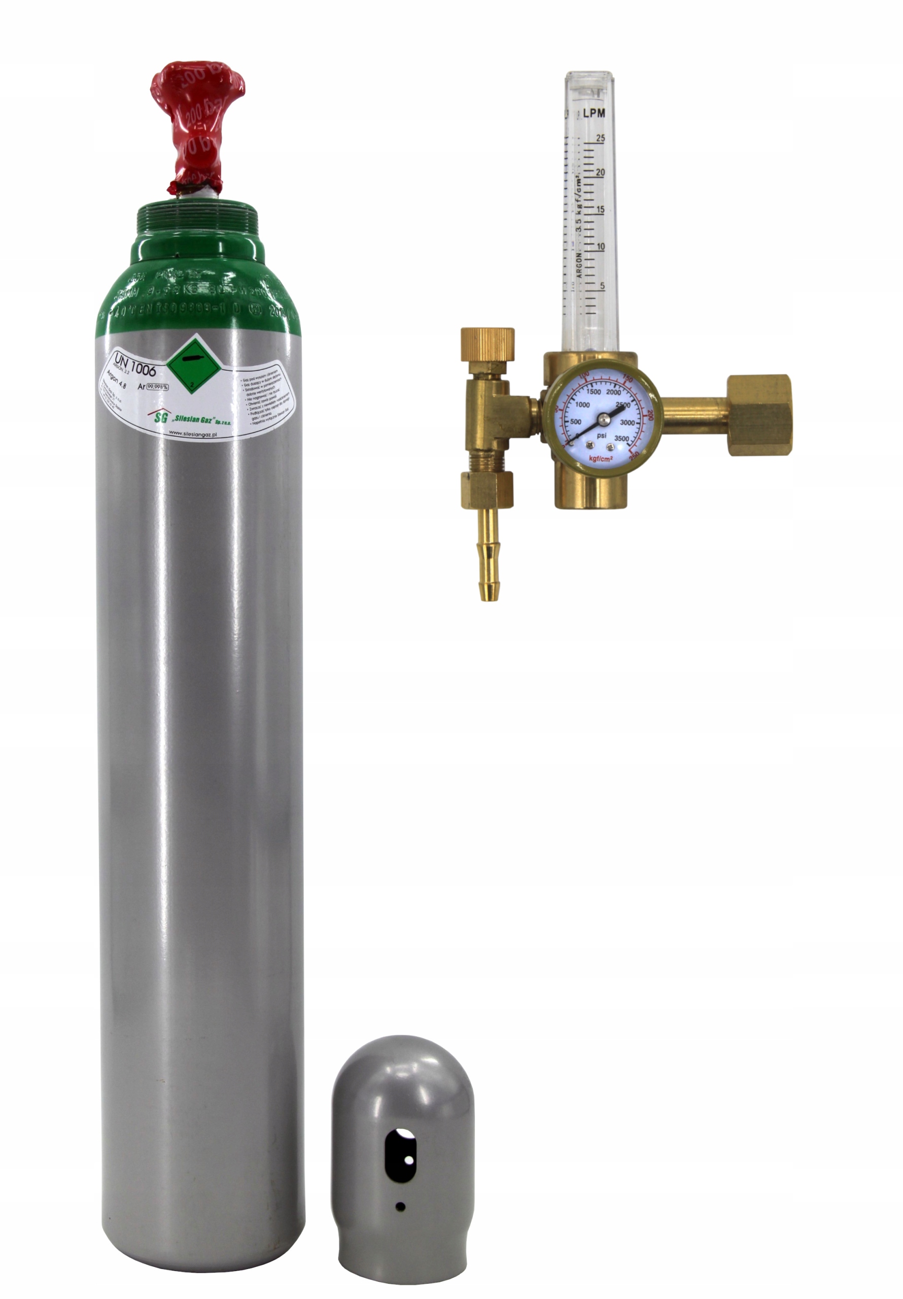 ZESTAW Butla Argon 8L Ar 99,9% + REDUKTOR rotametr Ar/CO2