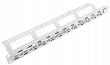 

Patchpanel 19 24 1U szary Pusty keystone naprzem.