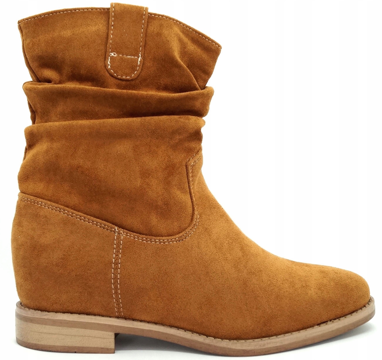

Botki Damskie Zamsz Ocieplone Koturna Camel R40