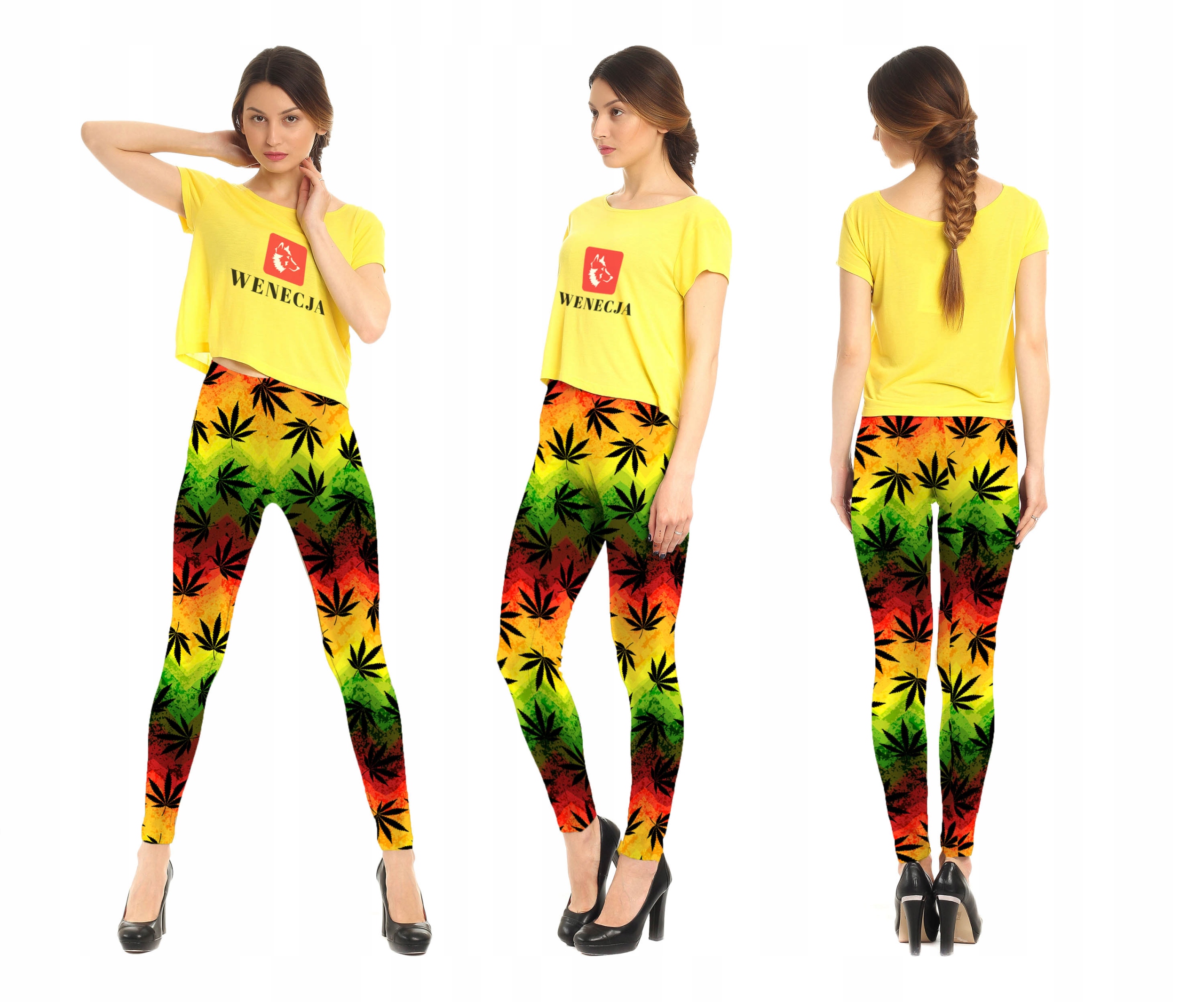 LEGGINSY RASTA FITNESS YOGA GETRY NADRUK Długość nogawki długa