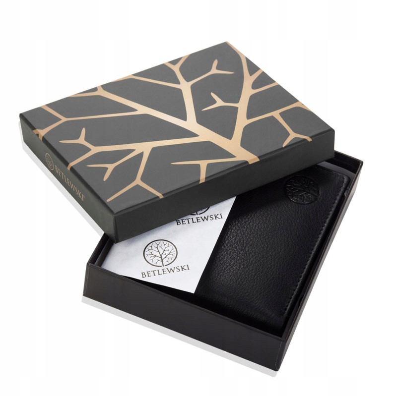 PORTFEL MĘSKI SKÓRZANY BETLEWSKI CIENKI SLIM RFID Wielkość średni