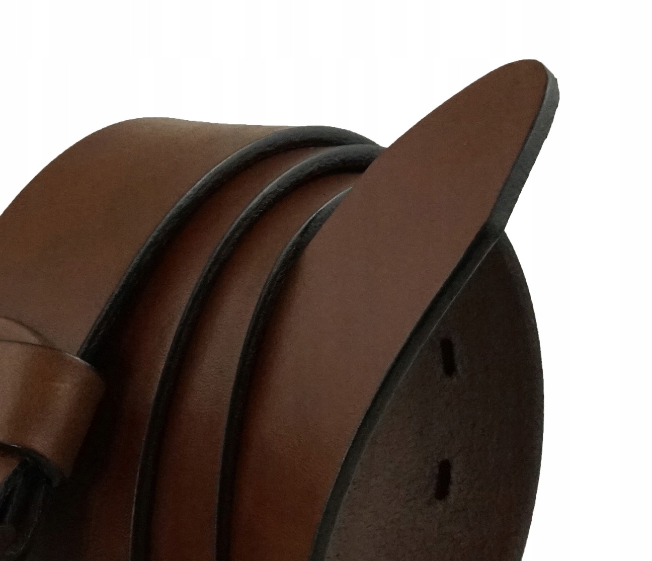 SKÓRZANY PASEK DO SPODNI 4 CM BLACHA BRĄZOWY 90 Maks. szerokość 4 cm