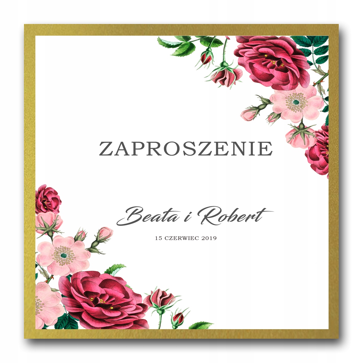 Zaproszenia Ślubne brokatowe metalizowane